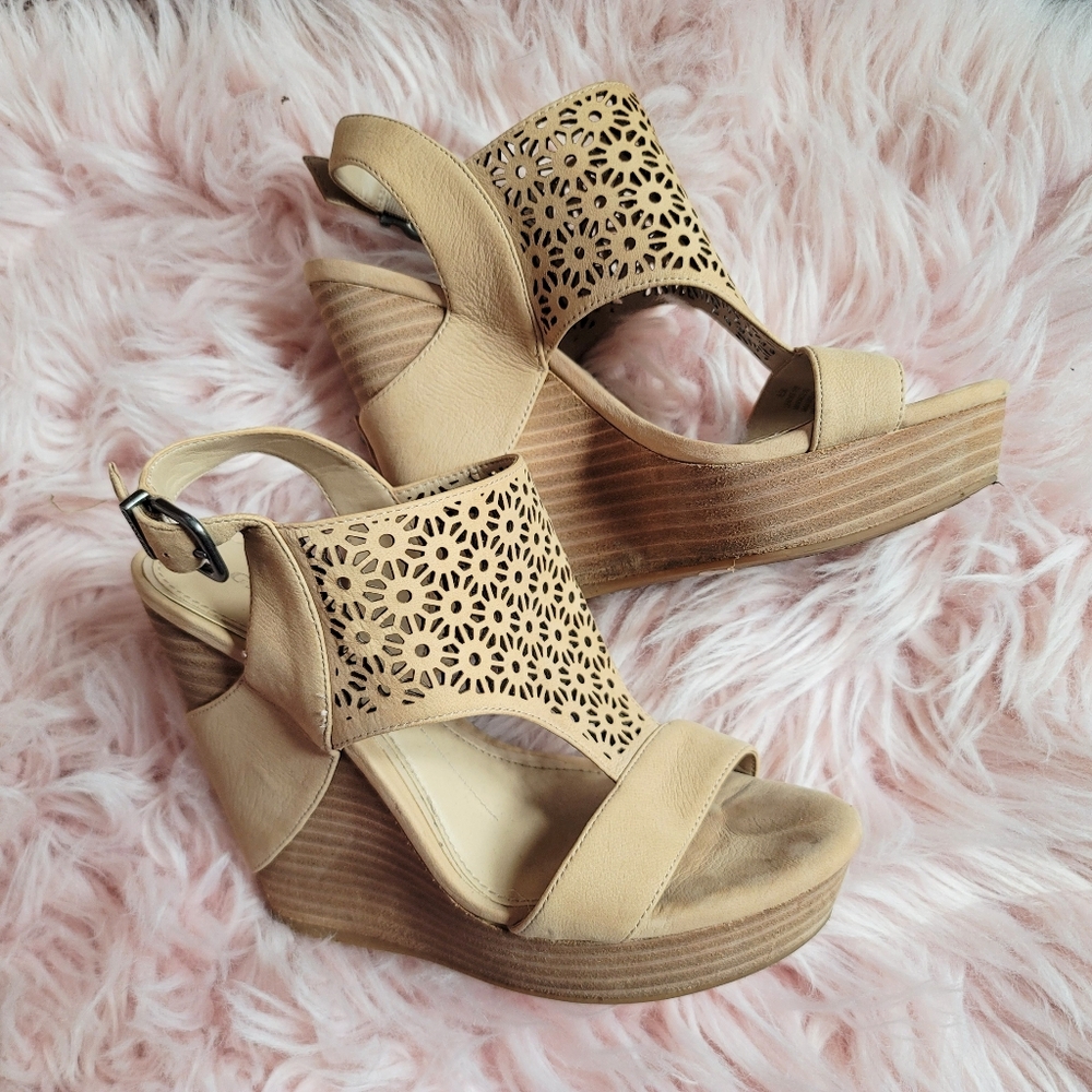 Gianni Bini Leather Wedge Sandals